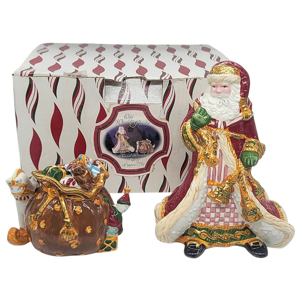 Portfolio Santa and Presents Bag Salt and Pepper Shakers Christmas Decor 5.5"